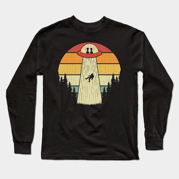 bigfoot ufo abduction Long Sleeve T-Shirt by Tesszero